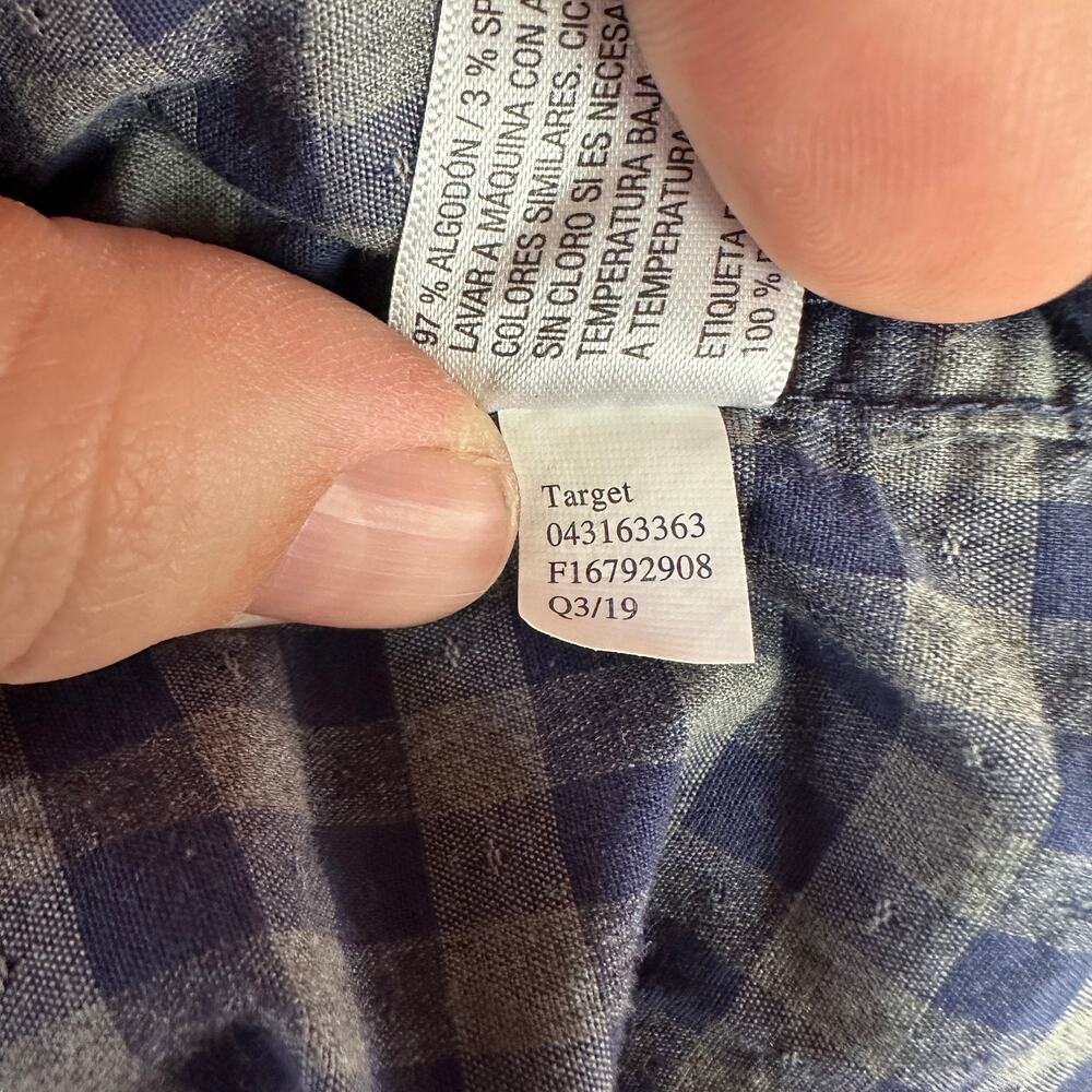 Goodfellow Blue Gray Check Plaid Gingham Button Down Shirt XXL Men's - Picture 7 of 8